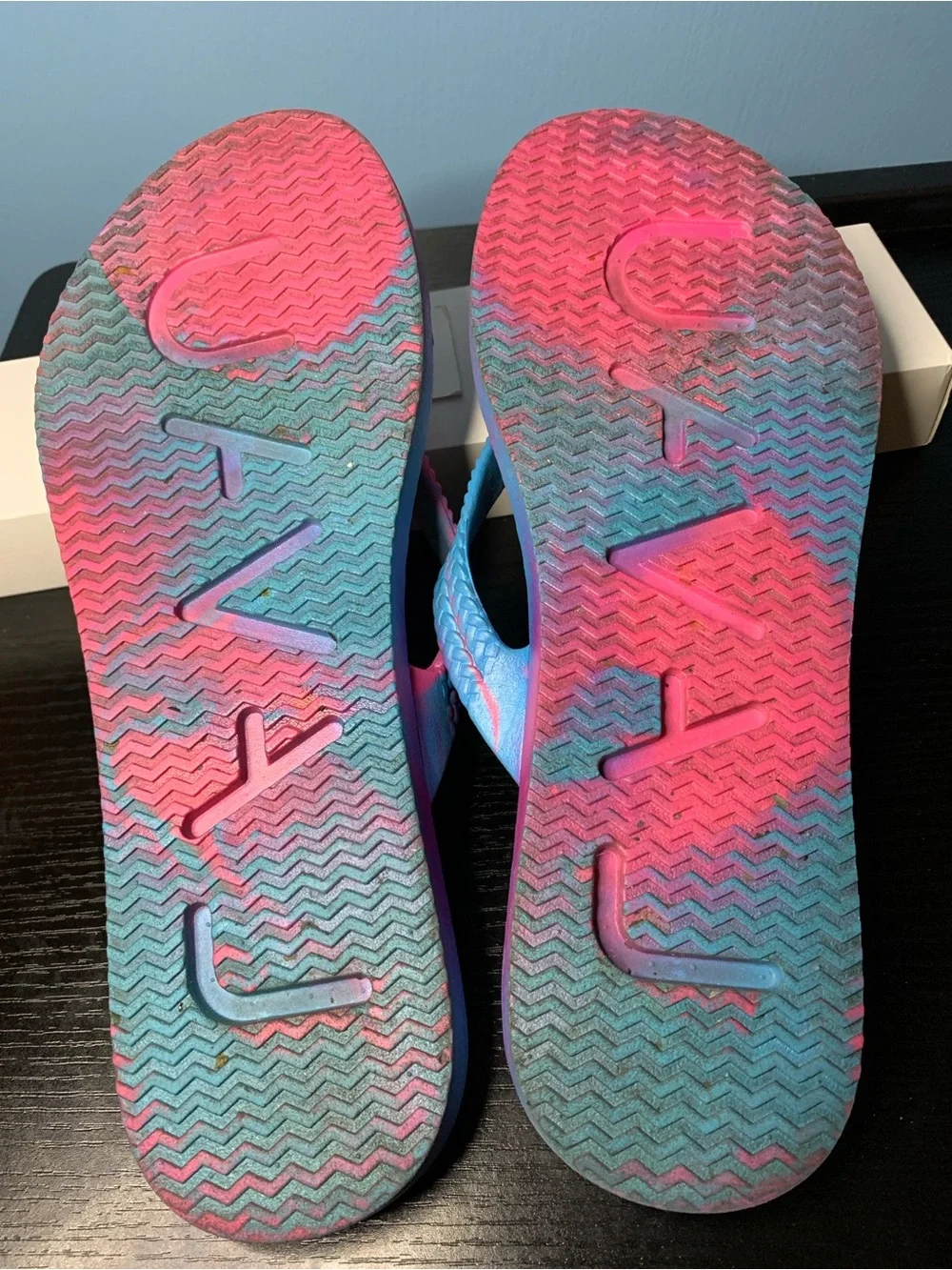 Women’s Pink and Blue Gradient Braided Strap Slide Sandals